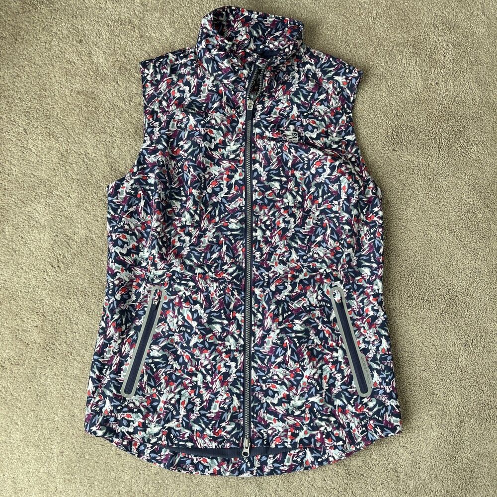 Zero Restriction Vest Womens Medium Floral Blue Golf Lightweight Course Logo